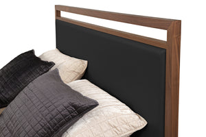 Black Leather headboard for the Adler Bed frame by West Bros at Five Elements Furniture