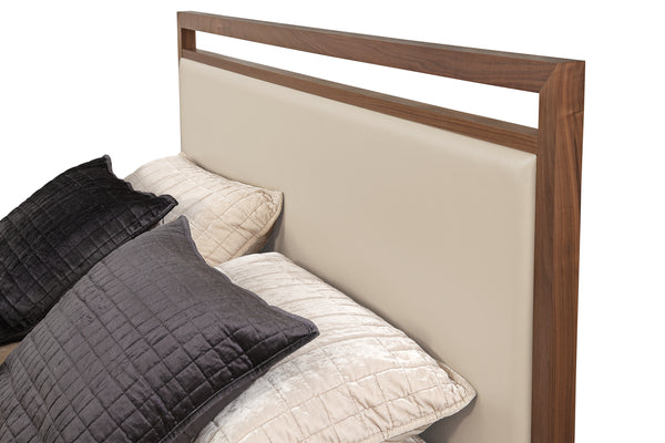 Cream Leather headboard for the Adler Bed frame by West Bros at Five Elements Furniture
