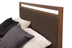 Espresso Leather headboard for the Adler Bed frame by West Bros at Five Elements Furniture