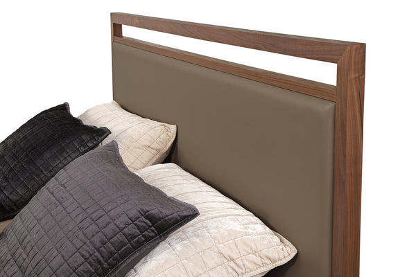 Pewter Leather headboard for the Adler Bed frame by West Bros at Five Elements Furniture
