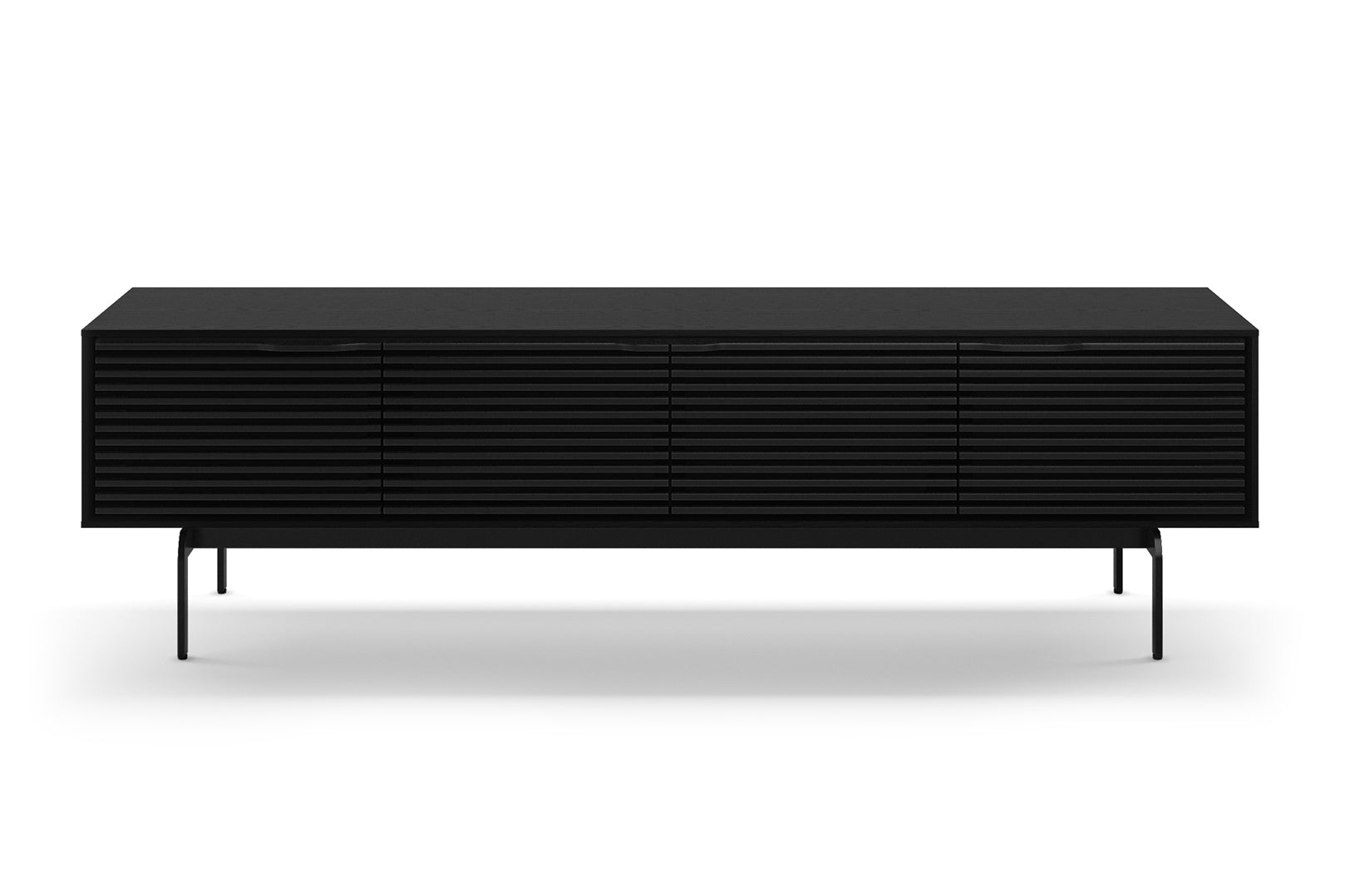 Align is a low media cabinet with a modern twist and ample storage.