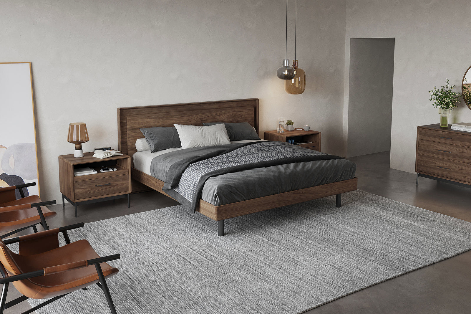 Up Linq Bed Natural Walnut